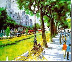 El madrid de hoy visto por Jesus Casaus: El paseo del prado con el Palacio de
comunicaciones al fondo, La fuente de 