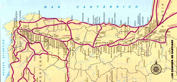 Map of the Routes to Santiago